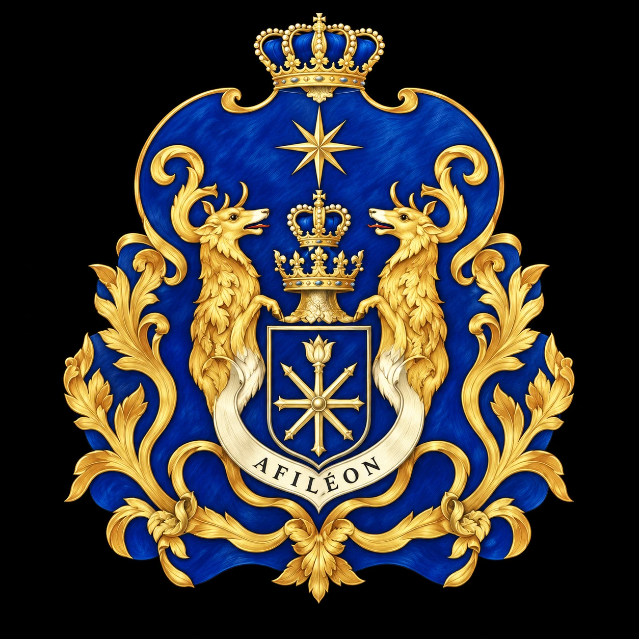 Blue and gold crest of the House of Afiléon